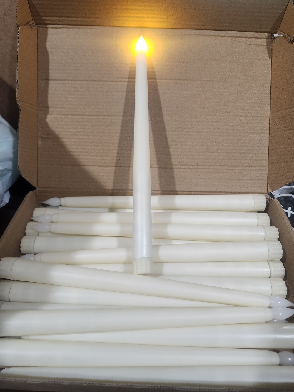 LED Taper Candles - Ivory Flickering Flame (Set of 20)